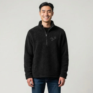 Fleece Quarter-Zip Pullover – Black-L