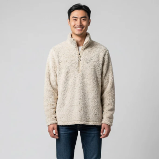 Fleece Quarter-Zip Pullover – Oatmeal-XL