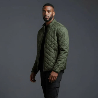 Quilted Full-Zip Jacket – Olive Green